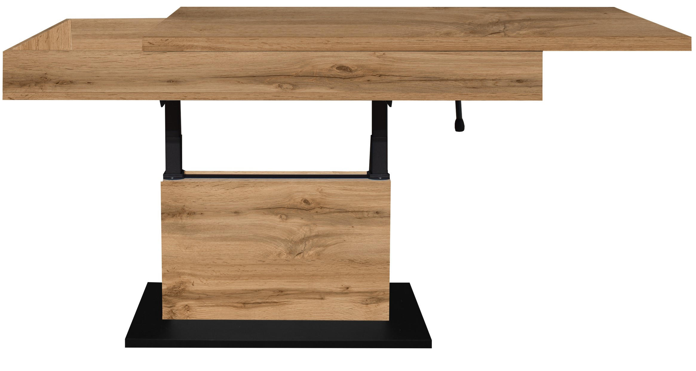 COUCHTISCH Lift Couchtisch rechteckig Schwarz, Eiche Wotan  - Eiche Wotan/Schwarz, Design, Holzwerkstoff/Metall (110/58-77/60cm) - MID.YOU