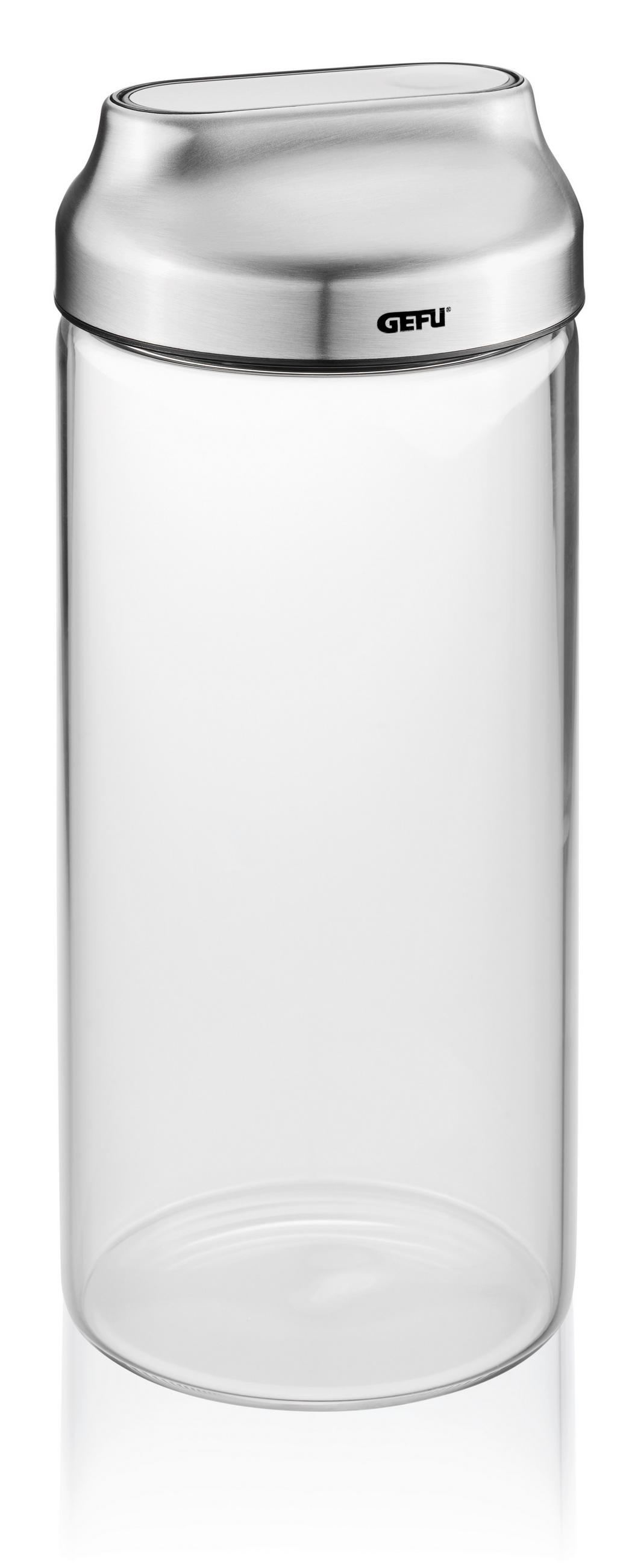 VORRATSDOSE KIPPO 1,3 L  - Edelstahlfarben/Transparent, Basics, Glas/Kunststoff (10/23,8cm) - Gefu