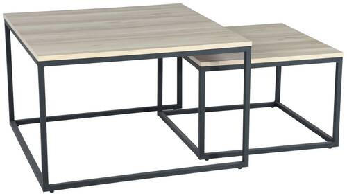 COUCHTISCH quadratisch Eichefarben  - Eichefarben/Schwarz, Design, Holzwerkstoff/Metall (80/50/80cm) - MID.YOU