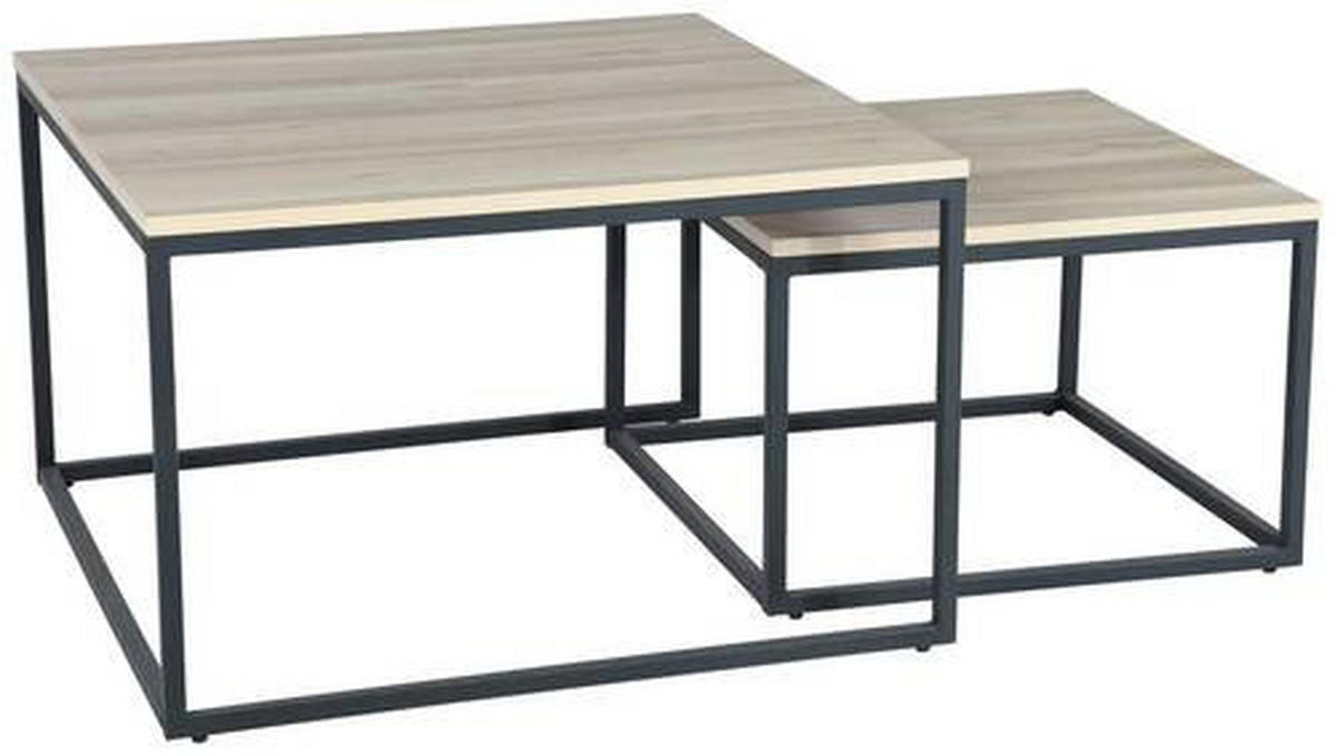 COUCHTISCH in Metall, Holzwerkstoff  - Eichefarben/Schwarz, Design, Holzwerkstoff/Metall (80/50/80cm) - MID.YOU