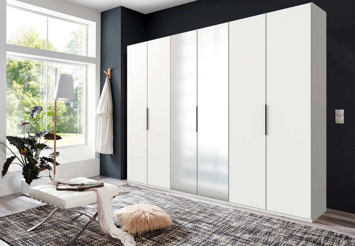 DREHTÜRENSCHRANK in Weiss  - Chromfarben/Weiss, Modern, Holzwerkstoff (300/236/58cm) - MID.YOU