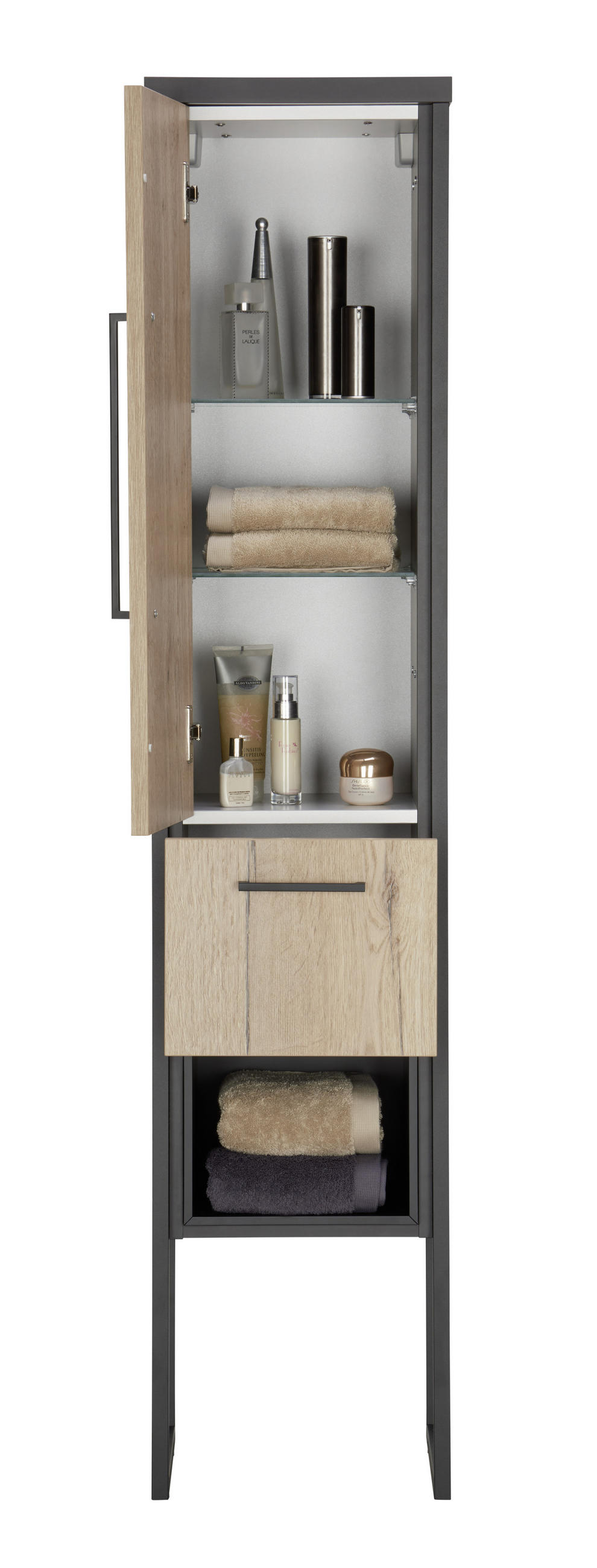 MIDISCHRANK 30/128/30 cm  - Eichefarben/Schwarz, Design, Holzwerkstoff/Metall (30/128/30cm) - Dieter Knoll