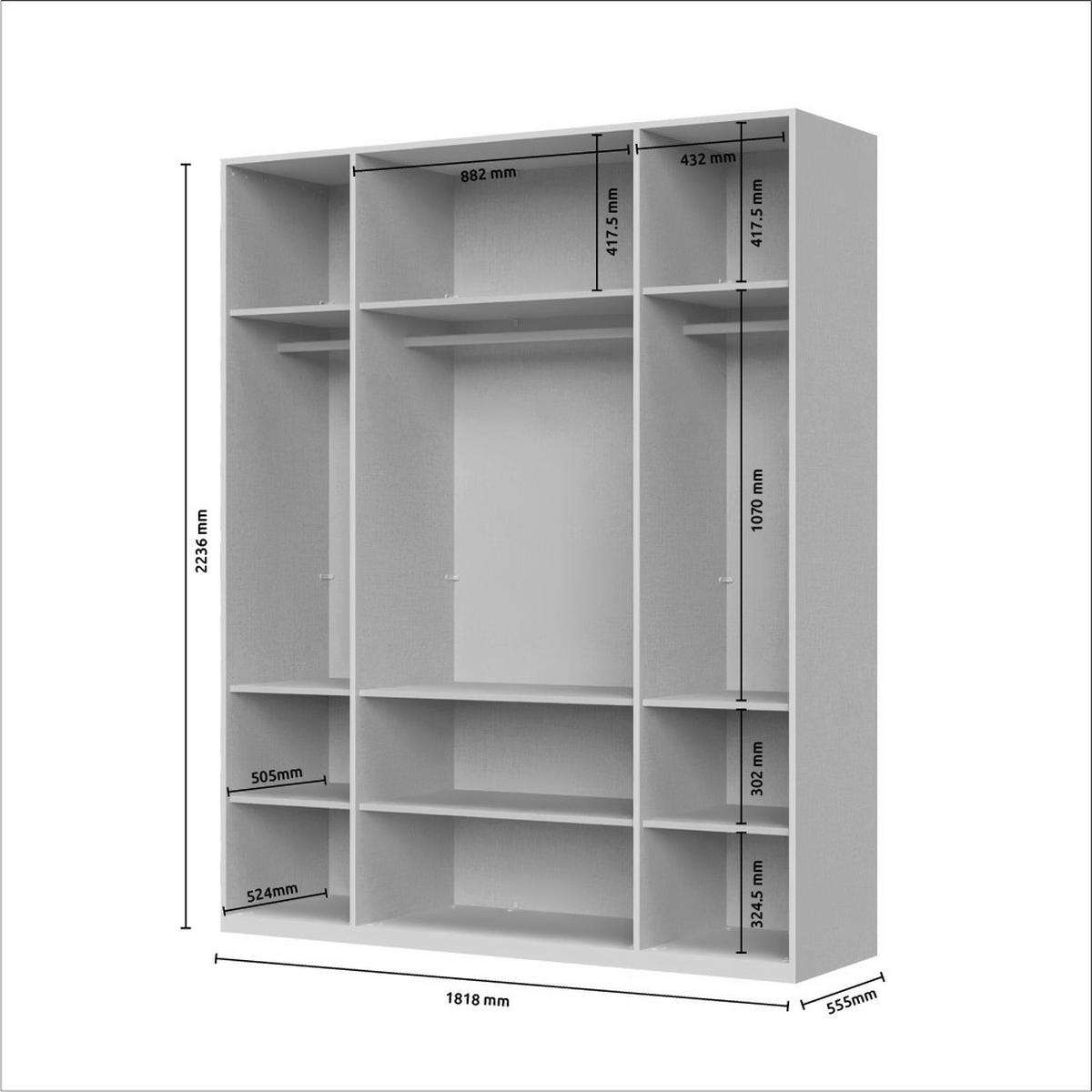 ORMAR SA KLASIČNIM VRATIMA  182/224/56 cm  - Dizajnerski, staklo/metal (182/224/56cm)