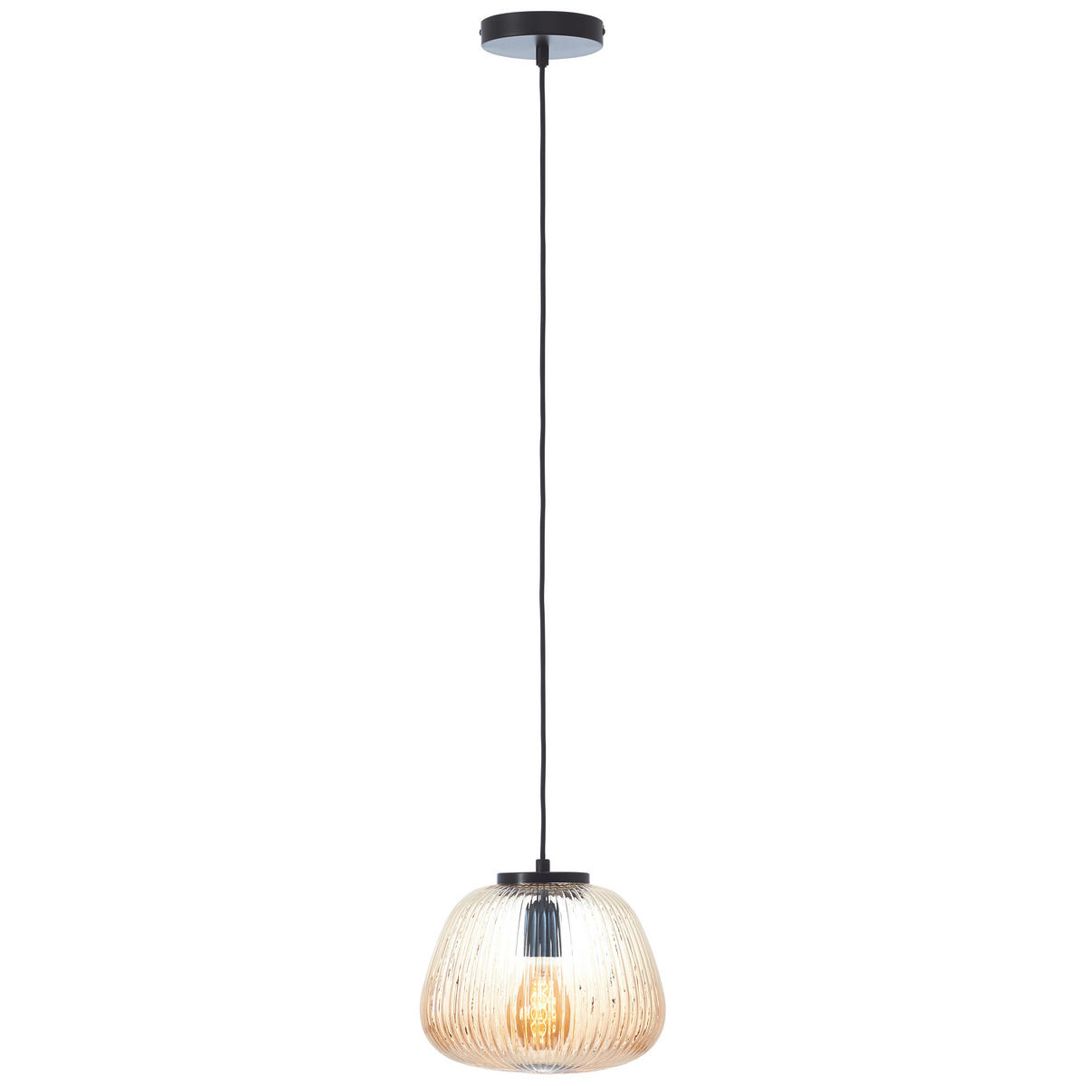 ZÁVĚSNÉ SVÍTIDLO, 25/176 cm  - jantarové barvy, Design, kov/sklo (25/176cm)