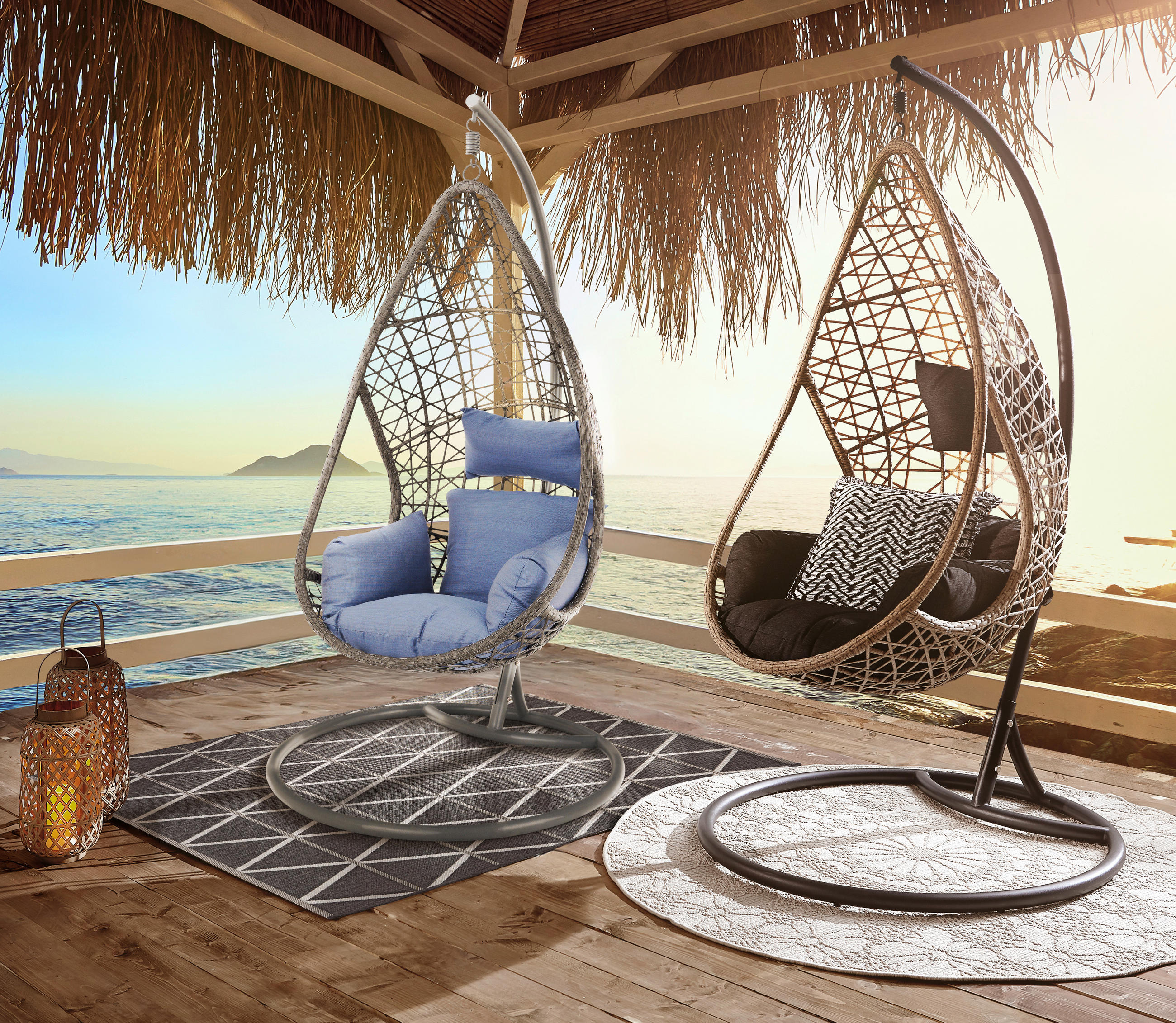 FOTELJA VISEĆA metal - prirodne boje/crna, Design, metal/tekstil (122/200/104cm) - Ambia Garden