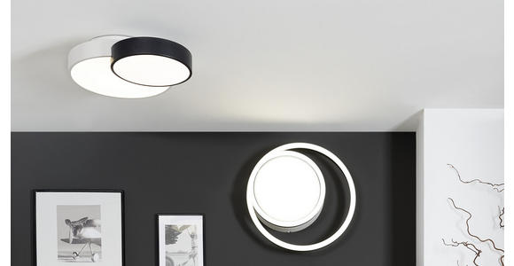 LED-DECKENLEUCHTE    55/40/12,7 cm  - Schwarz/Weiß, Design, Kunststoff/Metall (55/40/12,7cm) - Ambiente