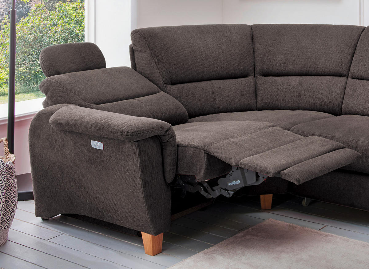 ECKSOFA in Struktur Anthrazit  - Wildeiche/Anthrazit, Konventionell, Holz/Textil (241/238cm) - Livetastic