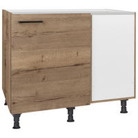 ECKUNTERSCHRANK 125/87/65 cm  - Eiche dunkel/Schwarz, MODERN, Holzwerkstoff/Metall (125/87/65cm) - Nobilia