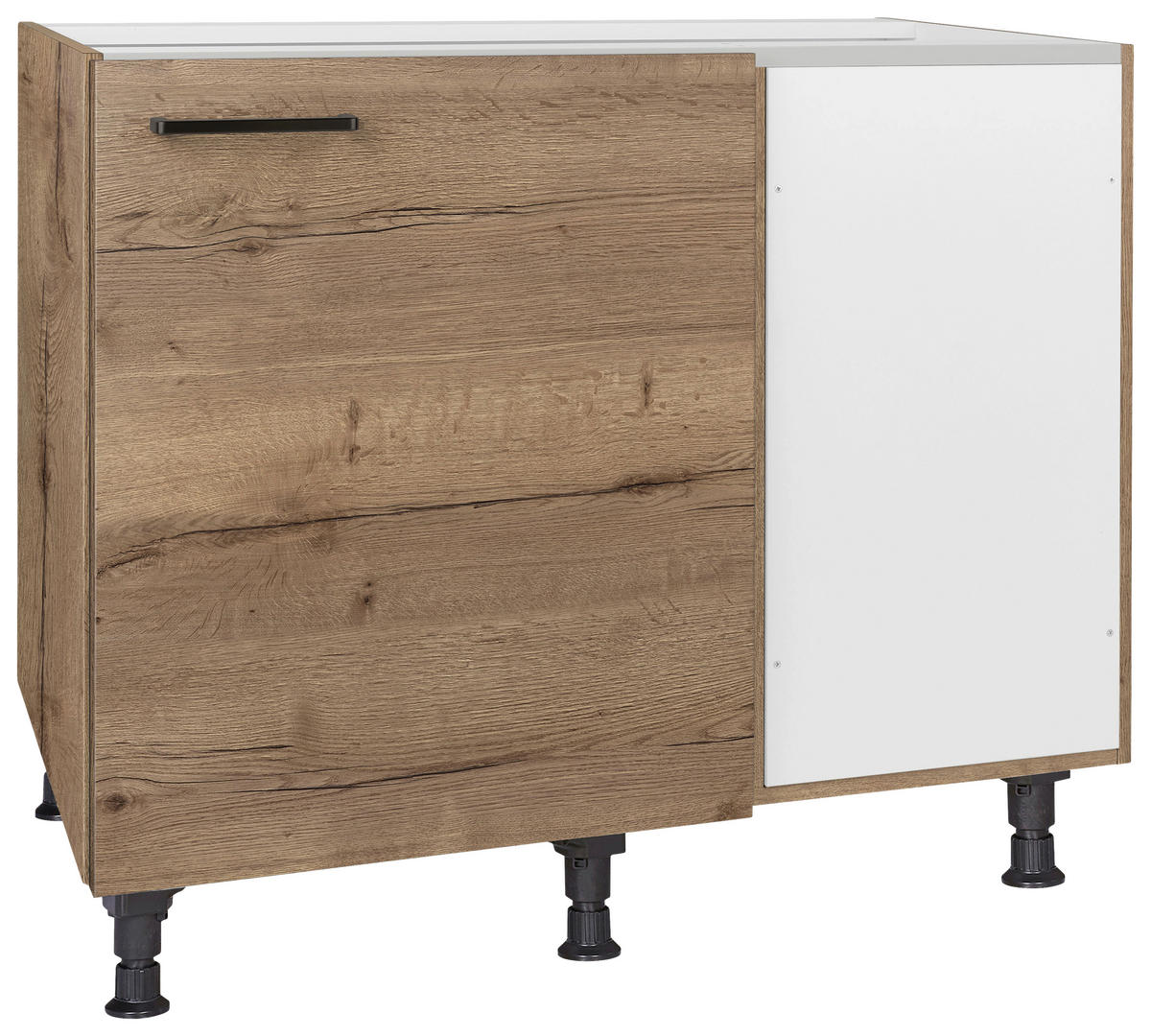 ECKUNTERSCHRANK 125/87/65 cm  - Eiche dunkel/Schwarz, MODERN, Holzwerkstoff/Metall (125/87/65cm) - Nobilia