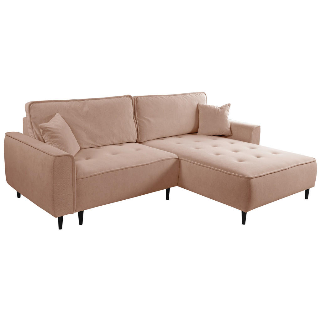 Thumbnail - Mid.you Ecksofa, Rosa, Textil, Kiefer, 3-Sitzer, Füllung: Polyurethan (PUR),Polyurethan (Pur), Ottomane rechts, L-Form, ...