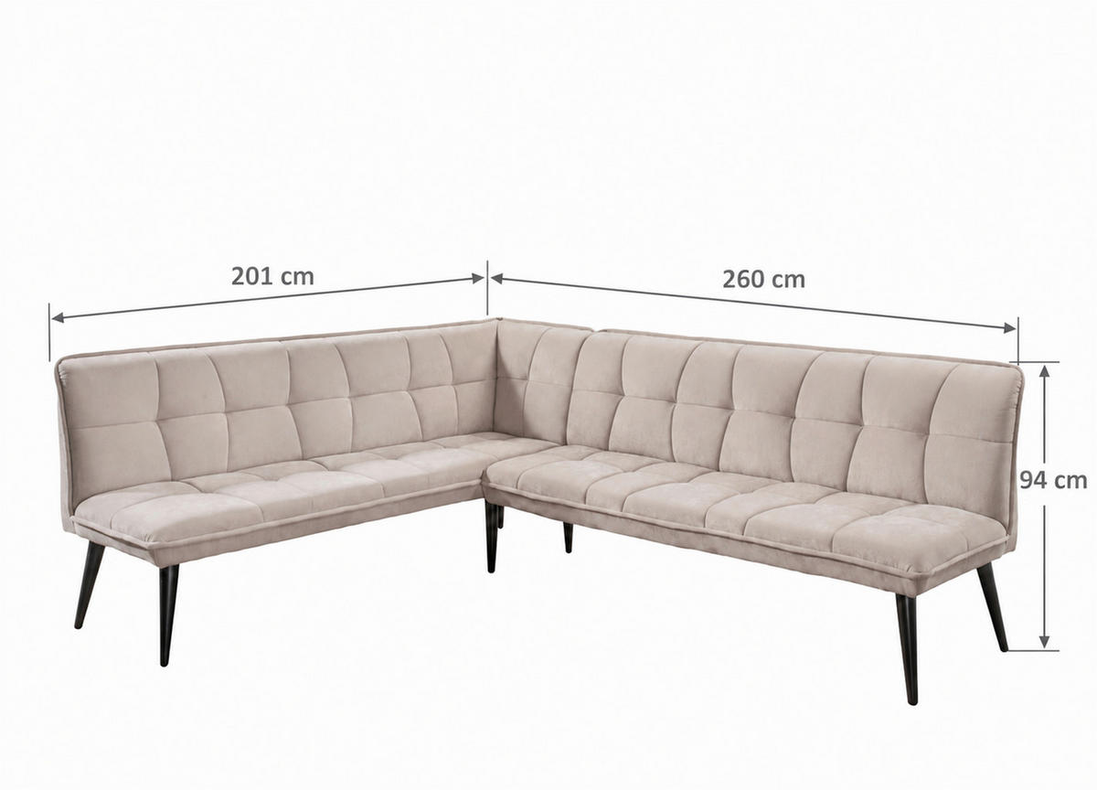 KLUPA KUTNA  bež  drvo, tekstil, drvni materijal      - bež/crna, Moderno, drvni materijal/drvo (260/201cm) - Livetastic