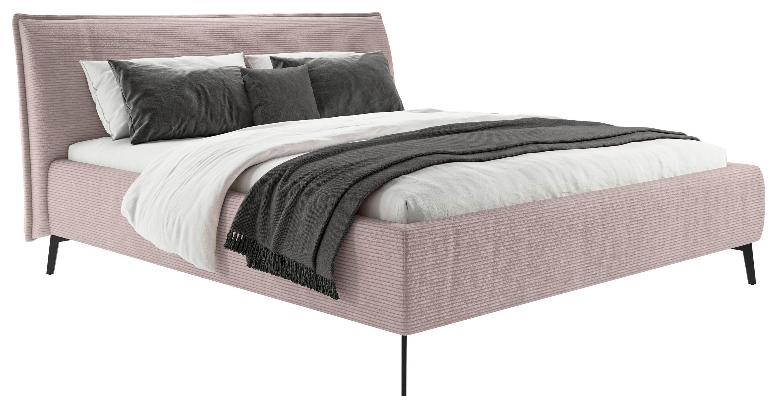 POLSTERBETT 180/200 cm  in Altrosa  - Schwarz/Altrosa, Design, Textil/Metall (180/200cm) - Lomoco