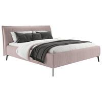 POLSTERBETT 180/200 cm  in Altrosa  - Schwarz/Altrosa, Design, Textil/Metall (180/200cm) - Lomoco