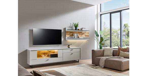 LOWBOARD  in 223,8/69,6/46,4 cm  - Kaschmir/Eichefarben, Design, Glas/Holz (223,8/69,6/46,4cm) - Novel