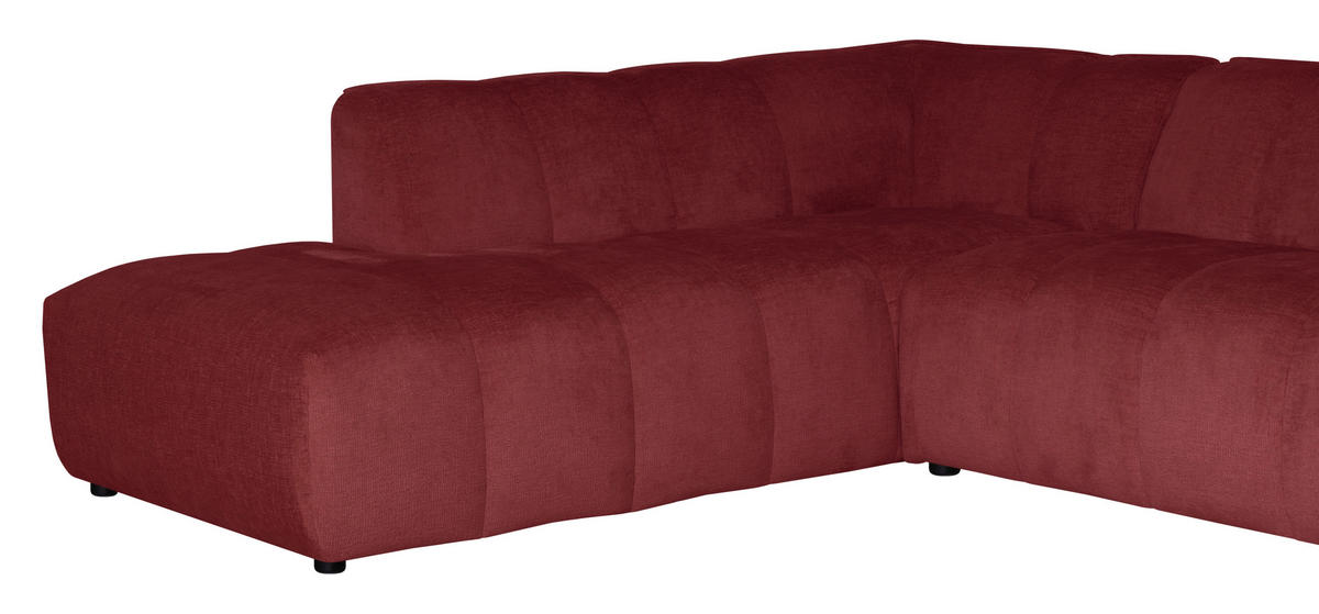 ECKSOFA LIVOLI in Chenille Bordeaux  218/290 cm  - Bordeaux/Schwarz, Design, Textil (218/290cm) - MID.YOU