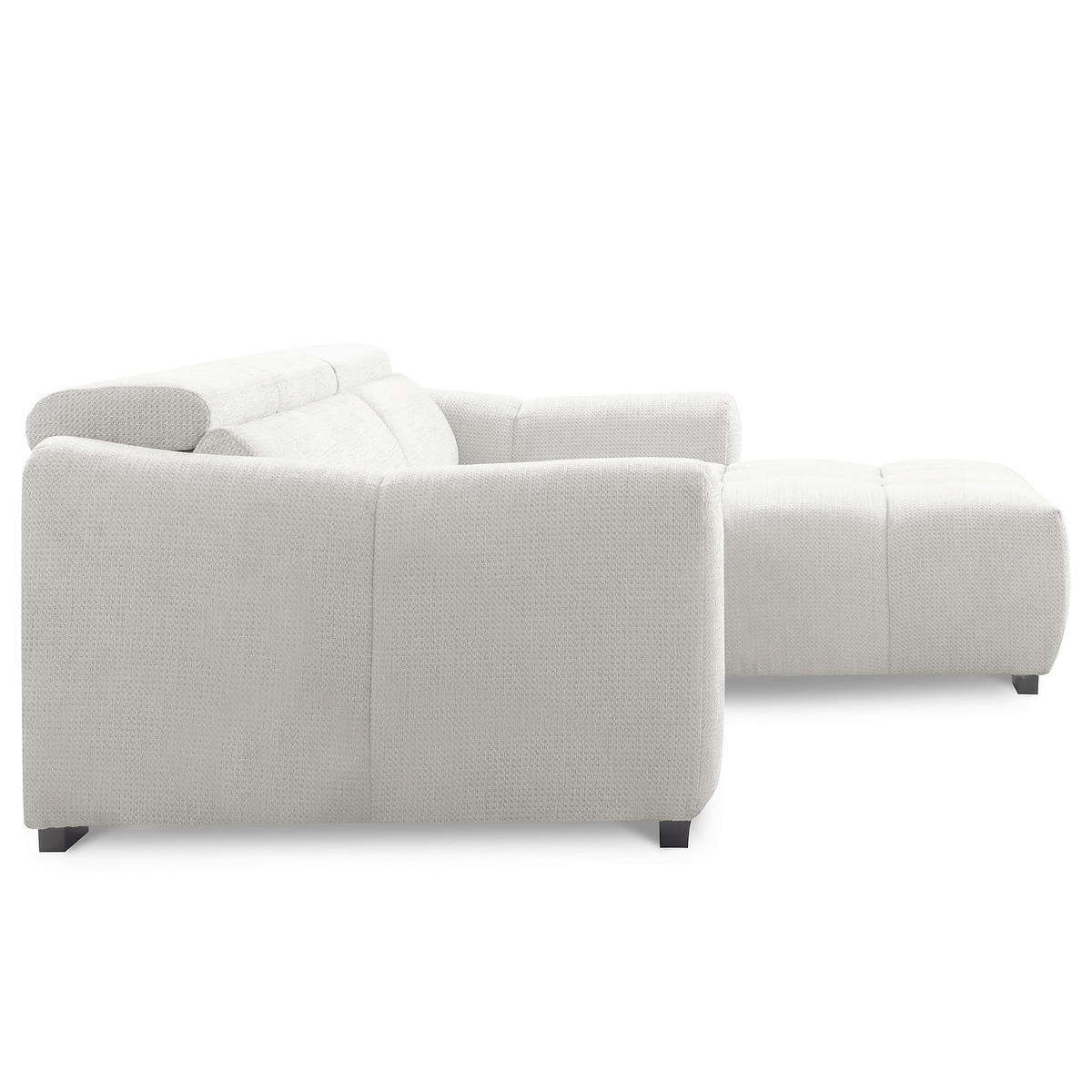 ECKSOFA AVEIRO Silberfarben Webstoff Bettkasten, Kopfteilverstellung, Sitzvorzug  - Silberfarben/Schwarz, Design, Kunststoff/Textil (274/177cm) - Livetastic