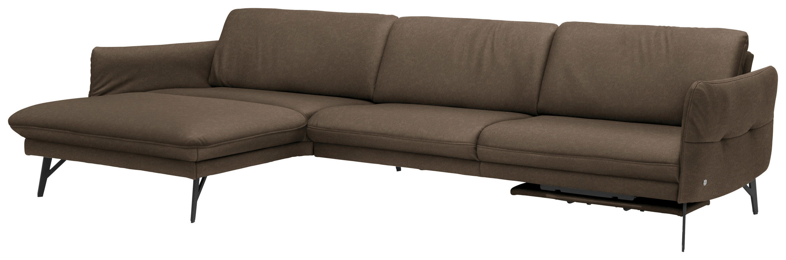 ECKSOFA Olivgrün Echtleder  - Anthrazit/Olivgrün, Design, Leder/Metall (174/330cm) - Himolla