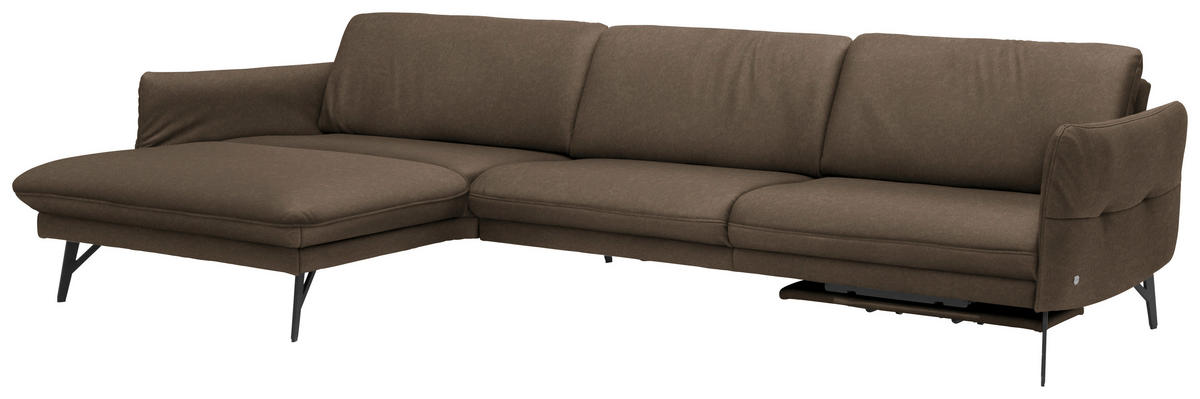 ECKSOFA in Echtleder Olivgrün  - Anthrazit/Olivgrün, Design, Leder/Metall (174/330cm) - Himolla