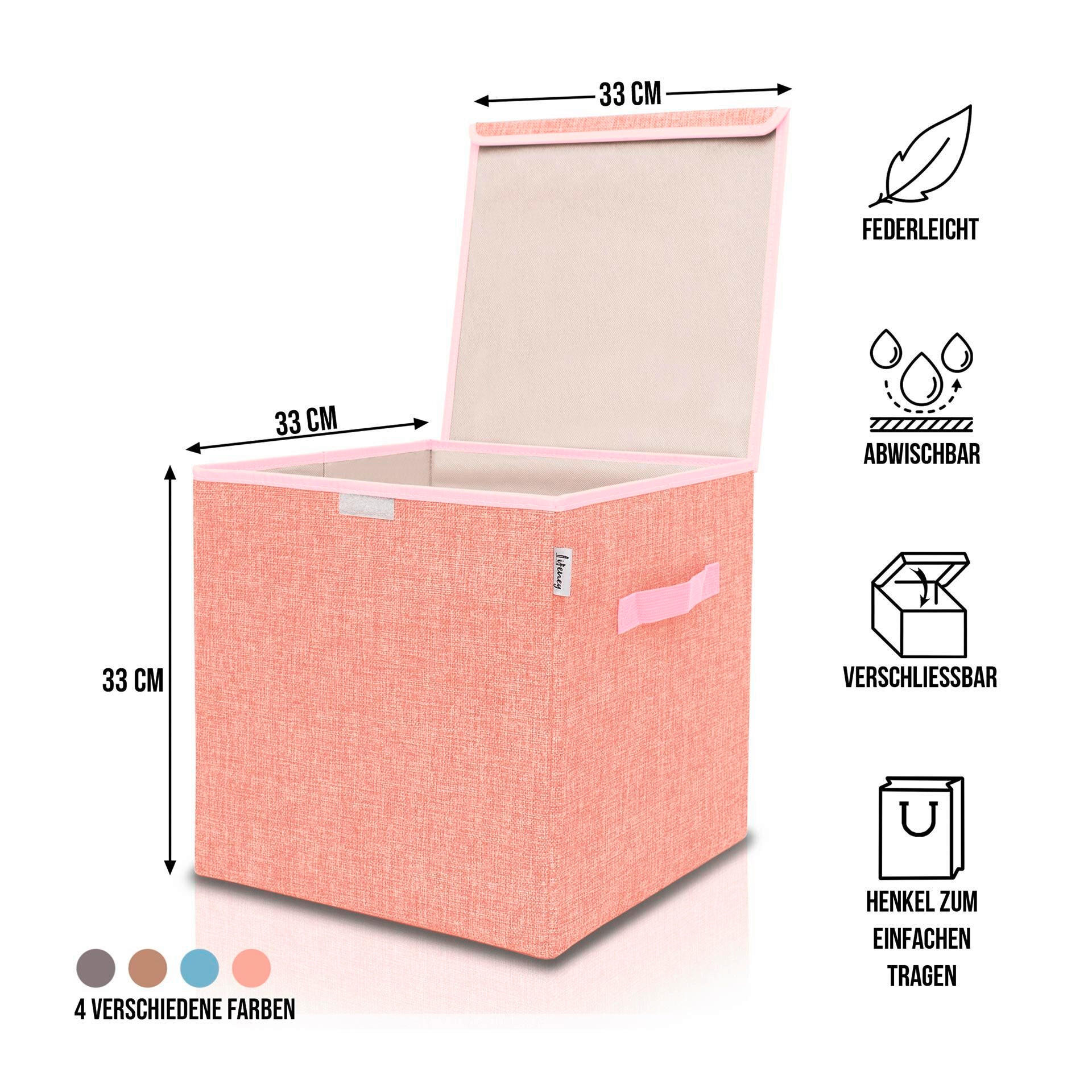 AUFBEWAHRUNGSBOX  - Rosa, Basics, Kunststoff/Textil (36/36/51cm) - Lifeney