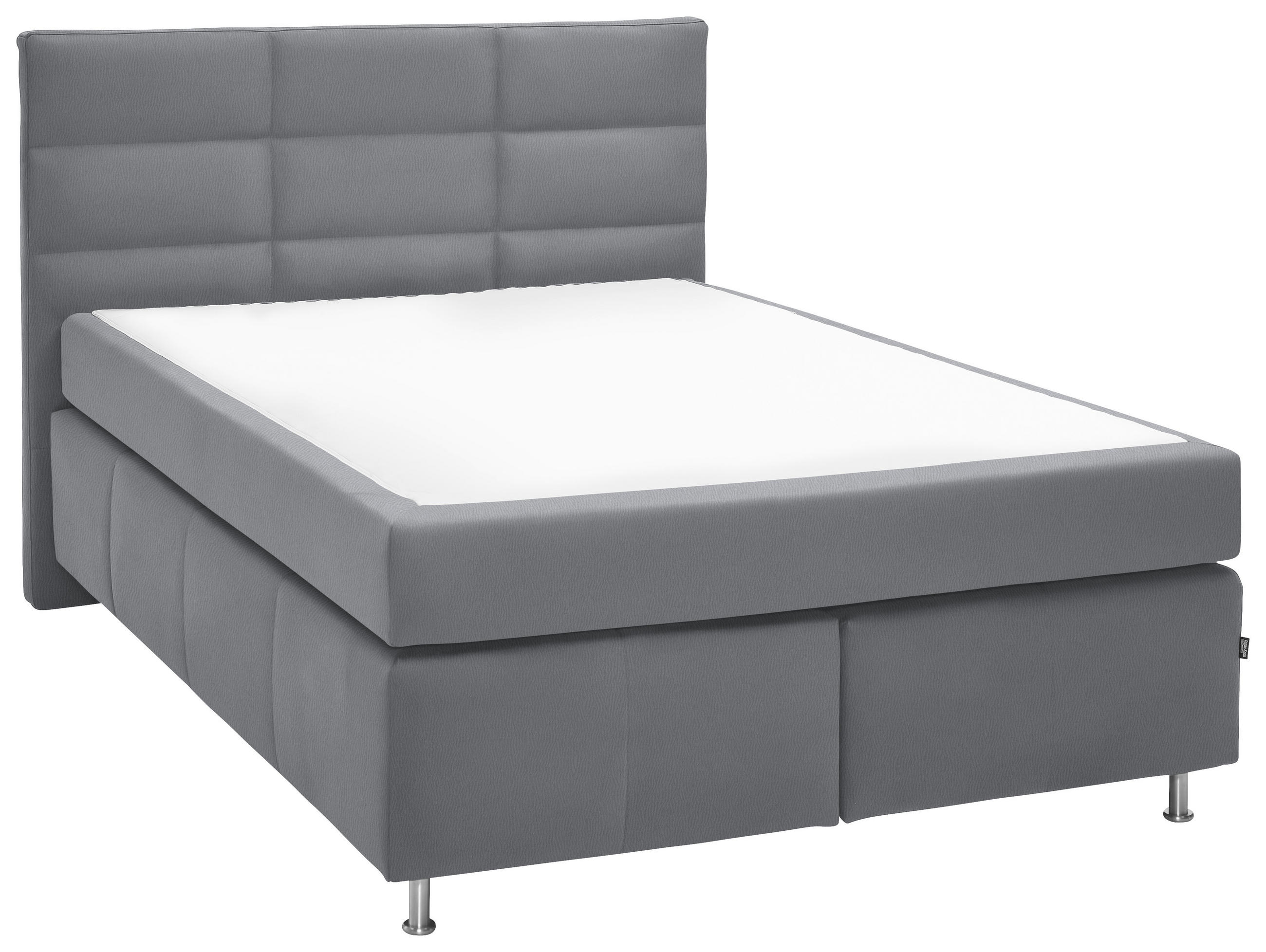 BOXSPRINGBETT 140/200 cm  in Hellgrau  - Hellgrau/Alufarben, Konventionell, Textil/Metall (140/200cm) - Dieter Knoll