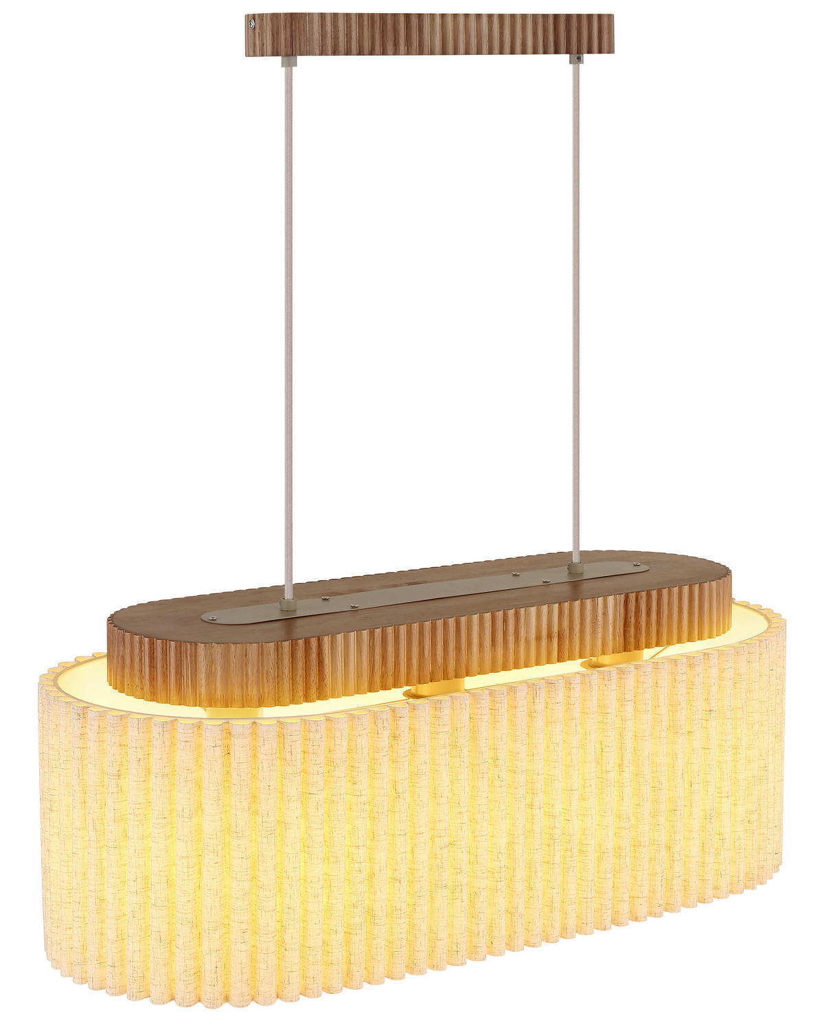 HÄNGELEUCHTE Jannie 70/30/150 cm  - Sandfarben/Beige, Design, Holz/Textil (70/30/150cm) - Globo