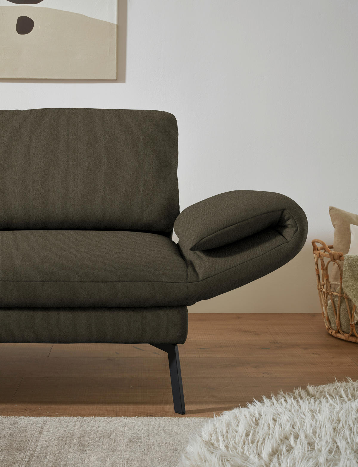 ECKSOFA  in Flachgewebe Dunkelgrün  175-224/255-365 cm  - Dunkelgrün/Schwarz, Design, Textil/Metall (175-224/255-365cm) - Dieter Knoll