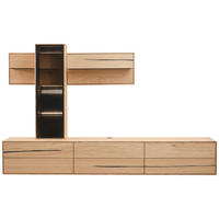 WOHNWAND 3-teilig  in Braun, Schwarz, Eichefarben  280/195/50 cm  - Eichefarben/Schwarz, Natur, Glas/Holz (280/195/50cm) - Waldwelt