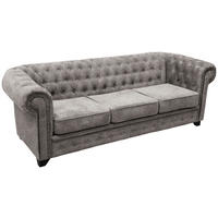 CHESTERFIELD-SOFA CHESTERFIELD Flachgewebe Grau  - Schwarz/Grau, KONVENTIONELL, Holz/Textil (225/72/92cm) - Livetastic
