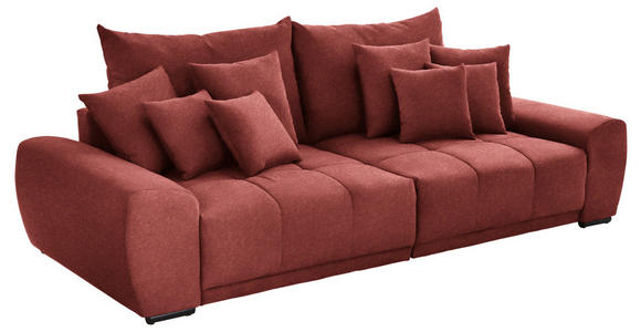 BIGSOFA in Samt Hellrot  - Hellrot/Schwarz, KONVENTIONELL, Holz/Textil (280/67/120cm) - Carryhome