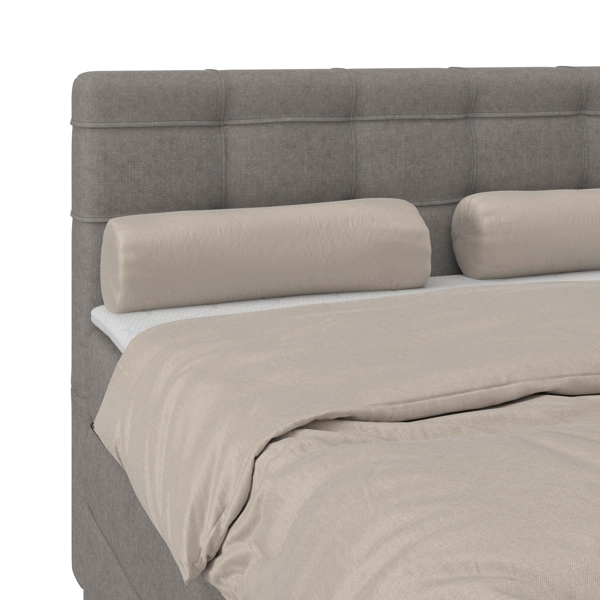 BOXSPRINGBETT 140/200 cm,  in Taupe, H3 = fest  - Taupe/Schwarz, KONVENTIONELL, Kunststoff/Textil (140/200cm)