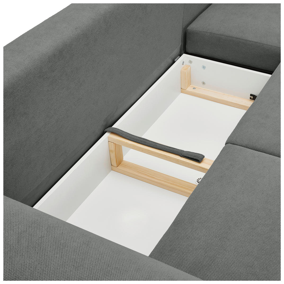 ECKSOFA Dunkelgrau Webstoff  - Dunkelgrau/Naturfarben, KONVENTIONELL, Holz/Textil (250/145cm) - Carryhome
