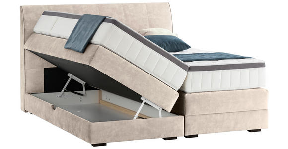 BOXSPRINGBETT 200/200 cm  in Greige  - Wengefarben/Greige, KONVENTIONELL, Holz/Textil (200/200cm) - Novel