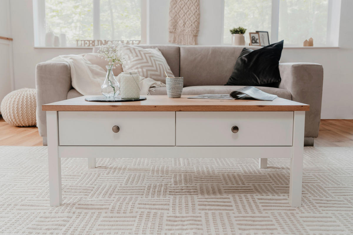 COUCHTISCH 100/60/40 cm rechteckig Weiß  - Alufarben/Weiß, KONVENTIONELL, Holzwerkstoff/Metall (100/60/40cm) - MID.YOU