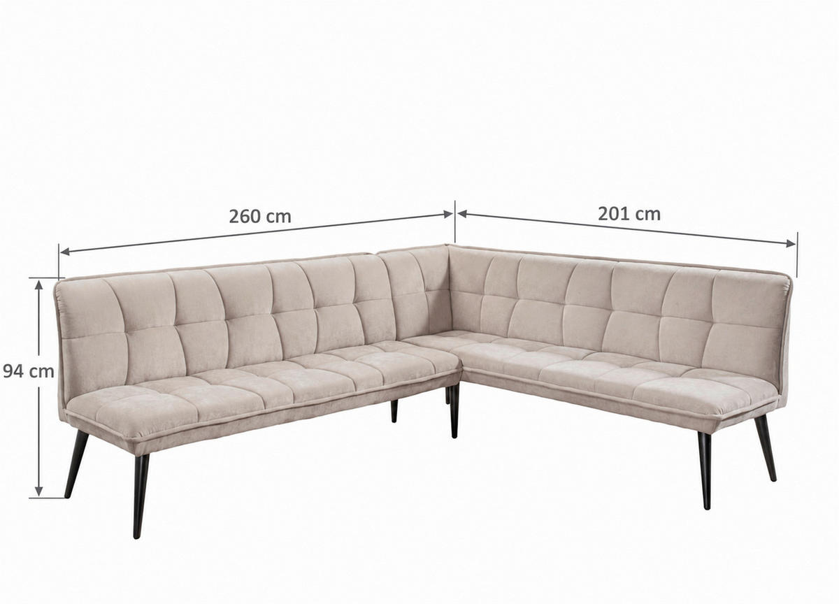 KLUPA KUTNA  bež  drvo, tekstil, drvni materijal      - bež/crna, Moderno, drvni materijal/drvo (260/201cm) - Livetastic