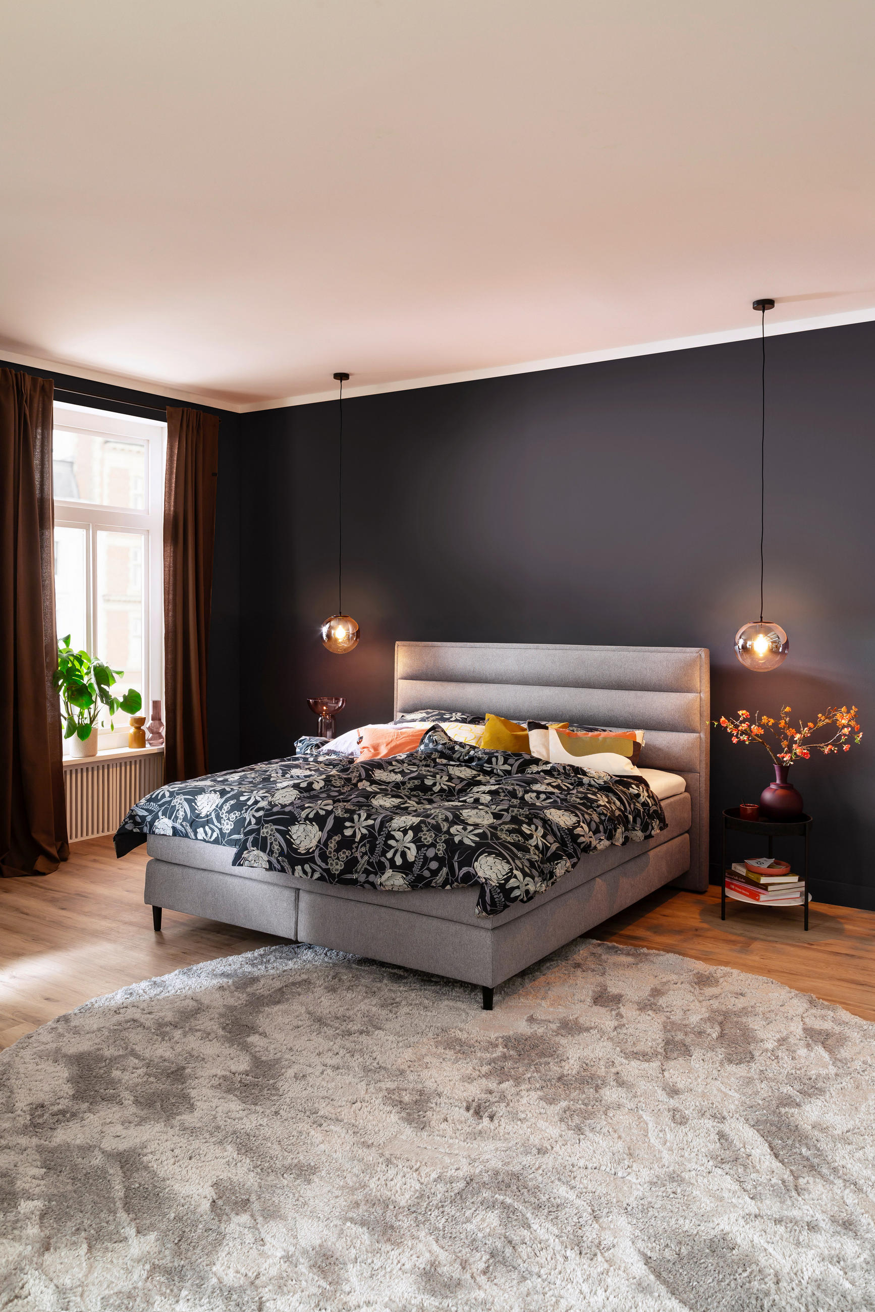 BOXSPRINGBETT 180/200 cm  in Hellgrau  - Hellgrau/Schwarz, Design, Textil/Metall (180/200cm) - Schöner Wohnen