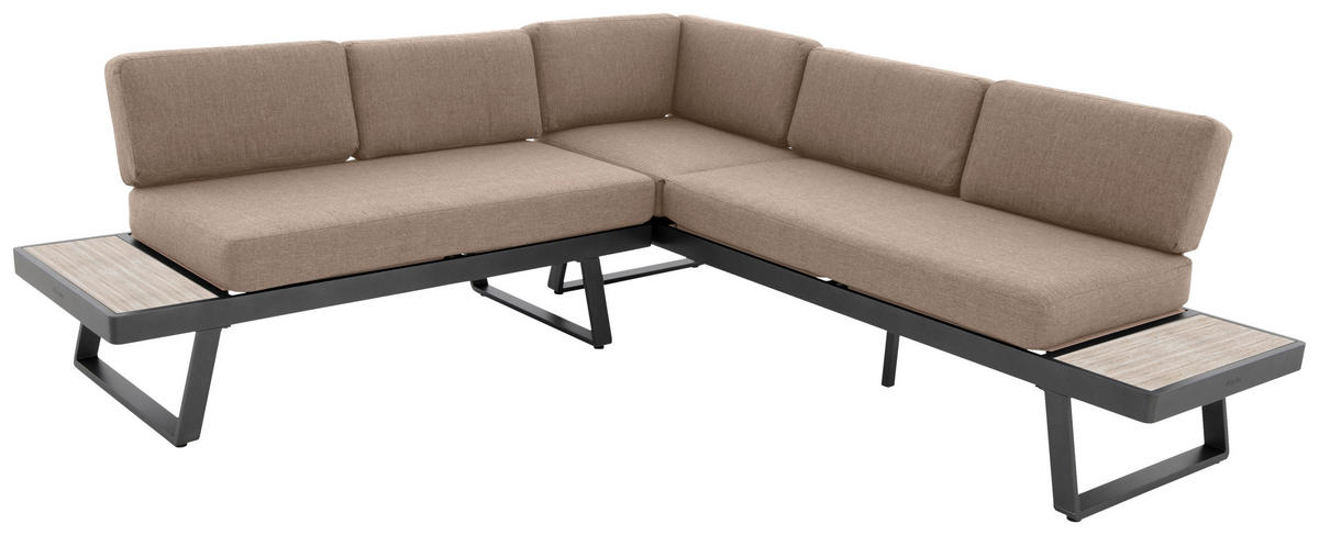 LOUNGE ÉTKEZŐGARNITÚRA 7 részes  242/242 cm   - bézs/antracit, Modern, textil/fém (242/242cm) - Doppler