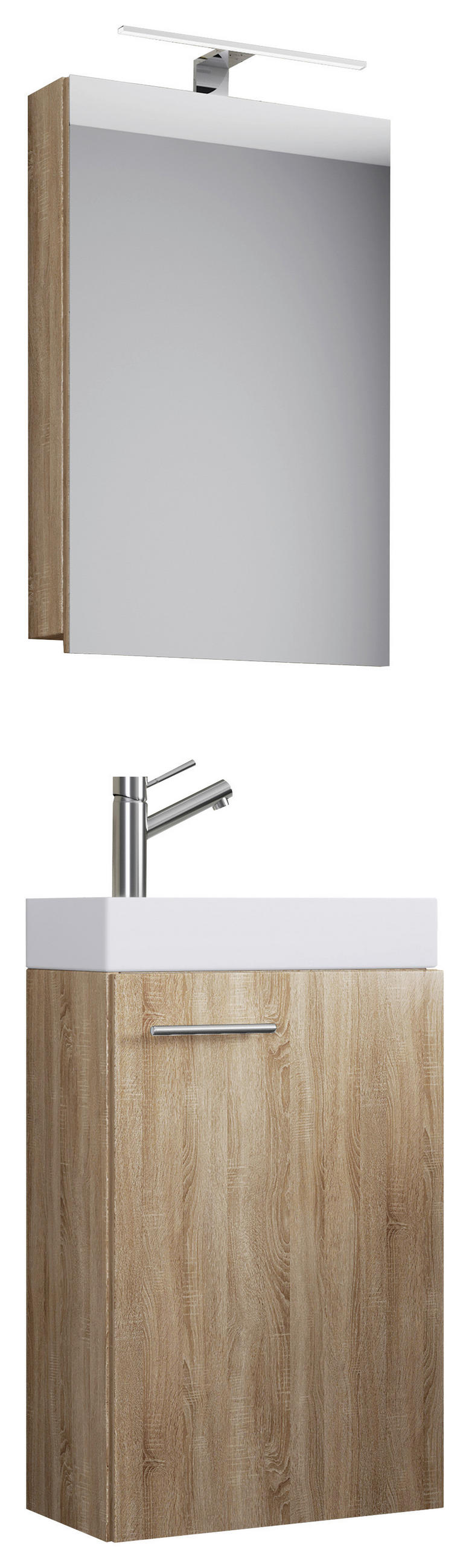 GÄSTEBAD - Weiß/Sonoma Eiche, MODERN, Keramik/Holzwerkstoff (40cm) - MID.YOU