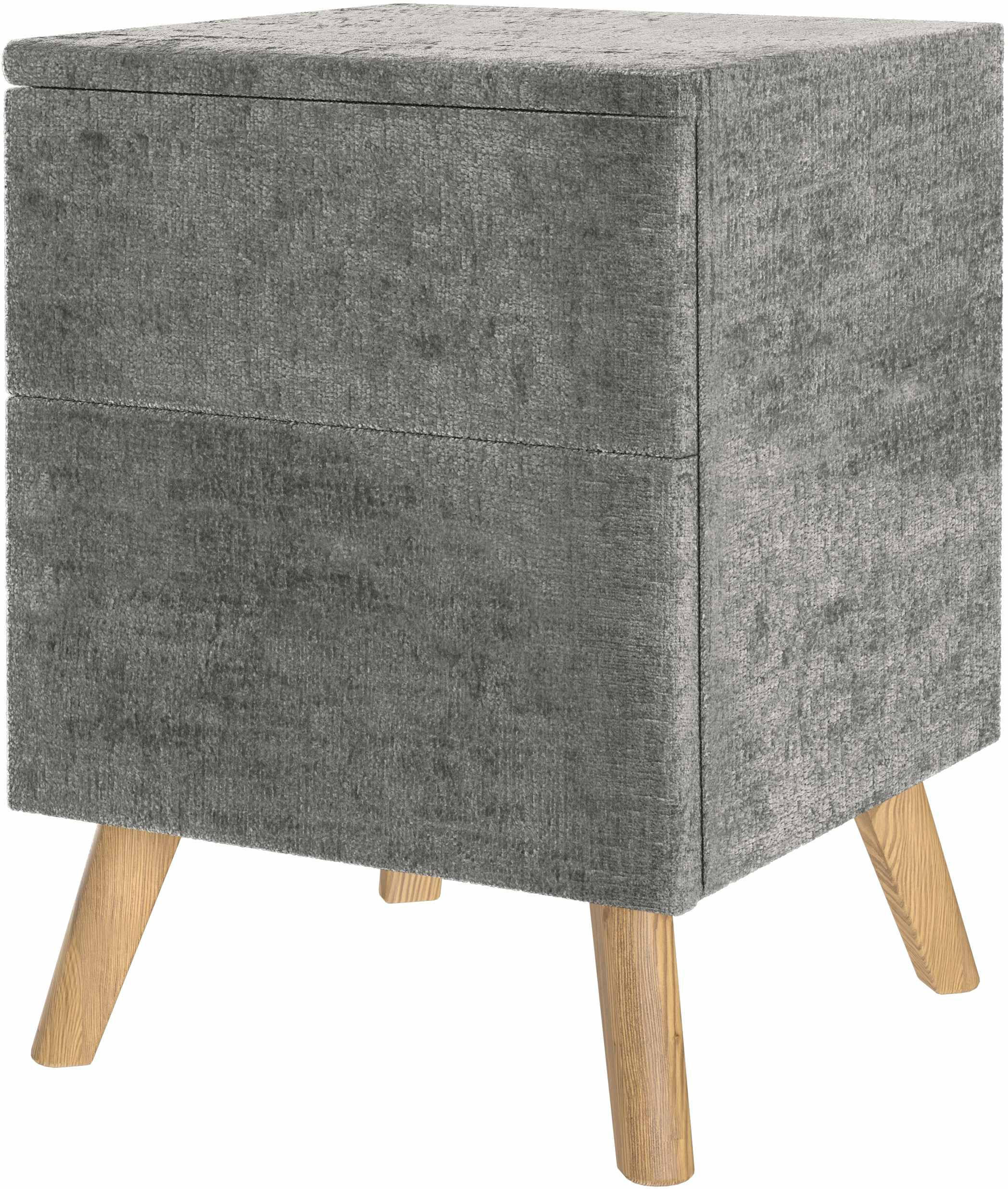 Thumbnail - Esposa Nachtschrank, Dunkelgrau, Holz, Textil, Eiche, vollmassiv, 2 Schublade(n) Schubladen, 40x60x40 cm, Typenauswahl, ...