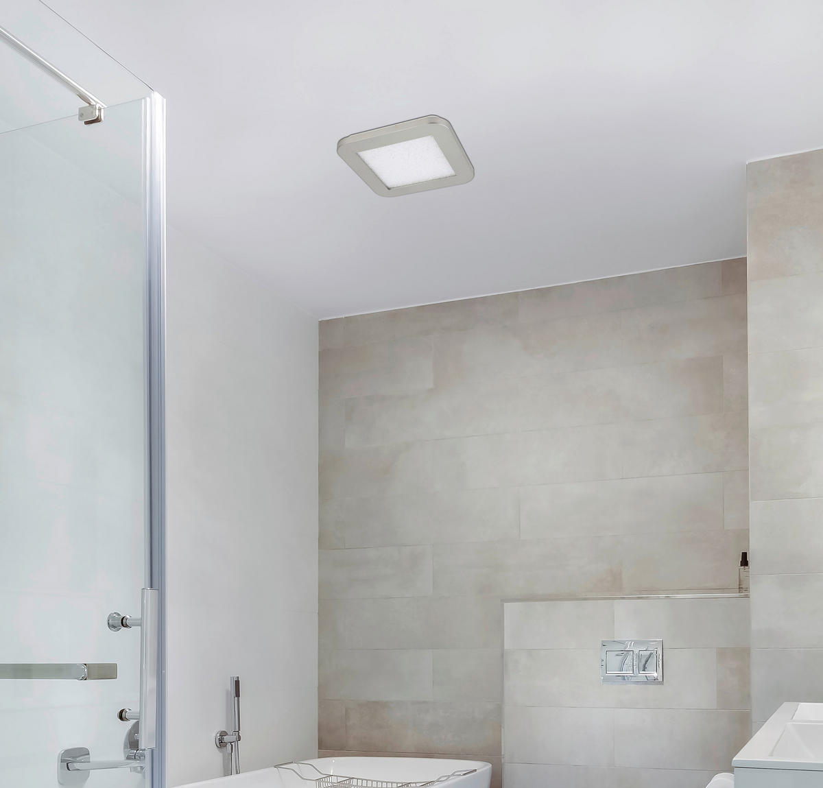 BADEZIMMER-DECKENLEUCHTE    17/17/2,7 cm  - Chromfarben/Weiß, Design, Kunststoff/Metall (17/17/2,7cm) - Globo