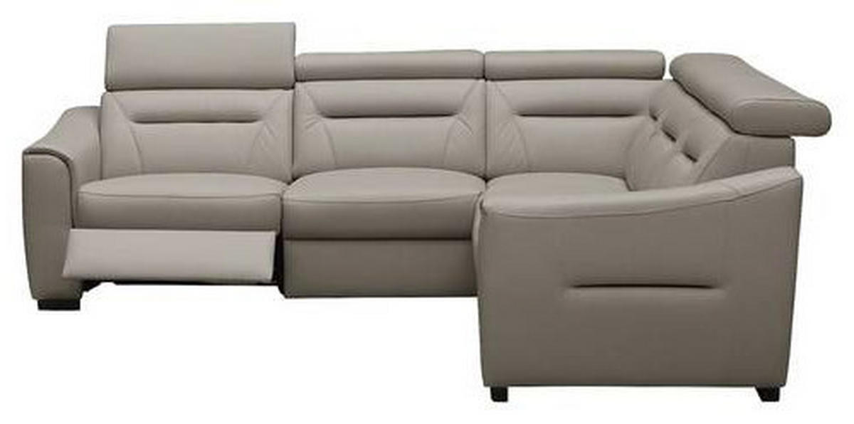 ECKSOFA Schlammfarben Echtleder Lederlook Schlaffunktion, Rücken echt, Relaxfunktion, Kopfteilverstellung  - Wengefarben/Schlammfarben, Design, Leder/Holz (260/260cm) - Celina Home