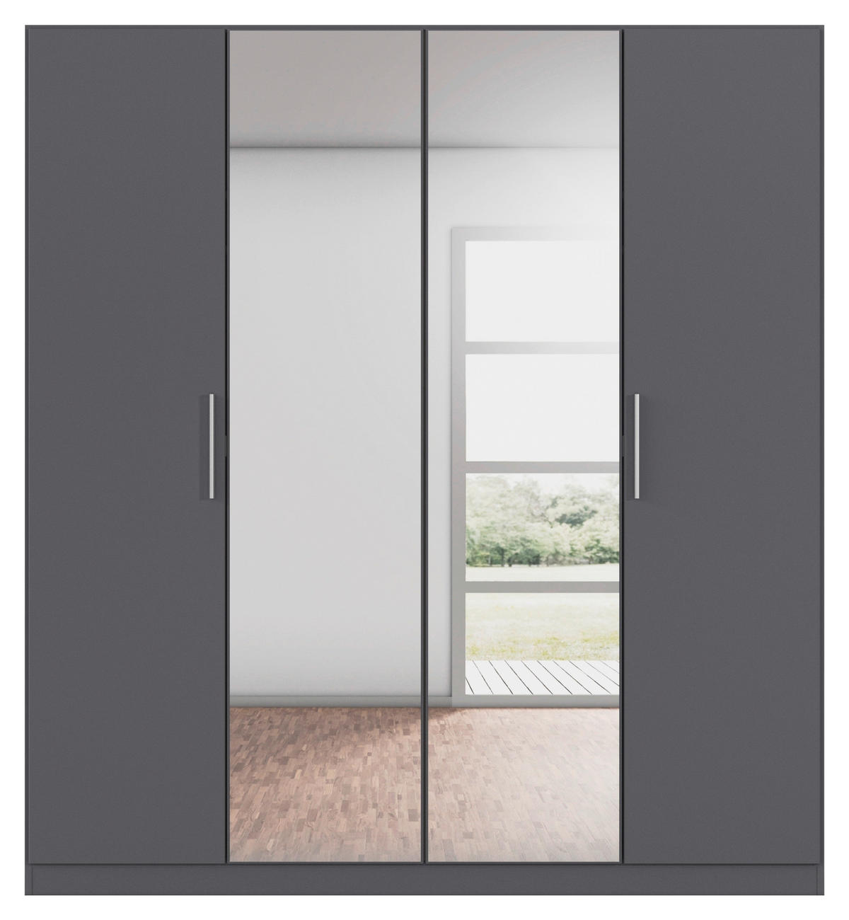 DREHTÜRENSCHRANK 181/210/54 cm,  in Grau, 4-türig  - Alufarben/Grau, KONVENTIONELL, Glas/Holzwerkstoff (181/210/54cm) - home24