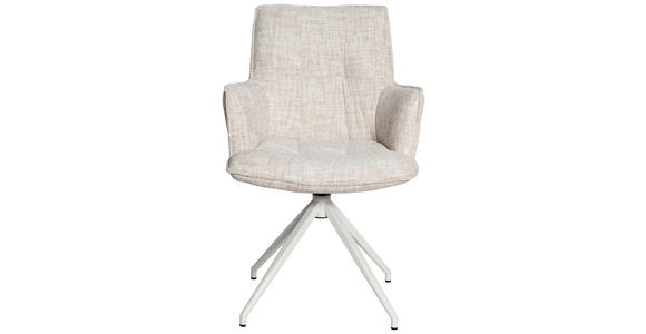 ARMLEHNSTUHL in Eisen Chenille - Creme, Design, Textil/Metall (59/90,5/62,5cm) - Novel