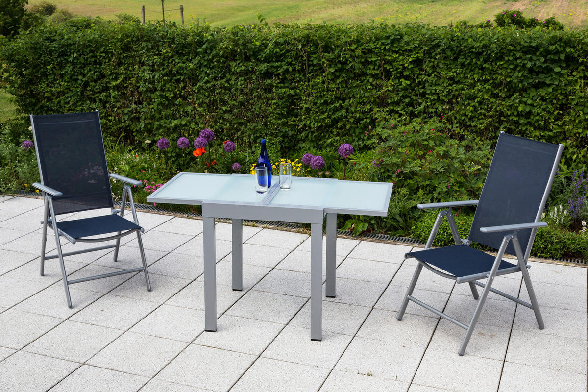 GARTENSET Aluminium  - Blau/Silberfarben, MODERN, Textil/Metall - Gardenson