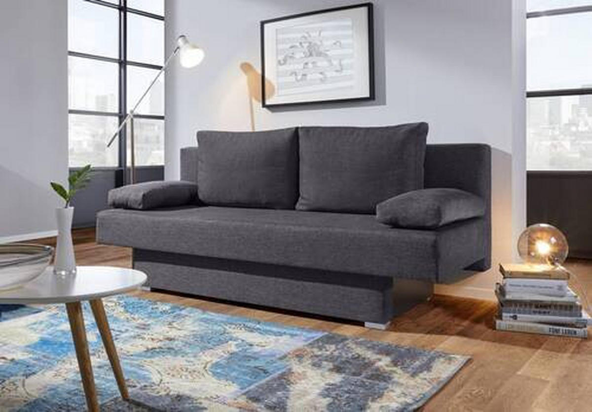 SCHLAFSOFA Webstoff Dunkelgrau  - Dunkelgrau/Alufarben, Design, Kunststoff/Textil (190/74-86/80cm) - Carryhome