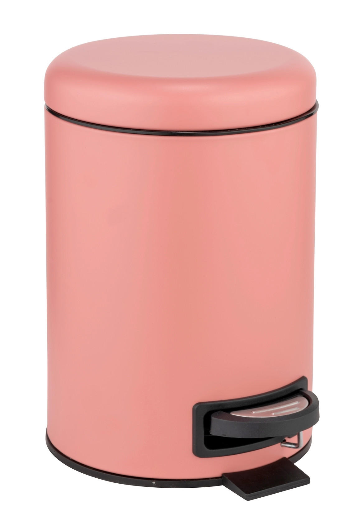 TRETEIMER 3 L  - Koralle/Schwarz, Basics, Kunststoff/Metall (17/25/22,5cm) - Wenko