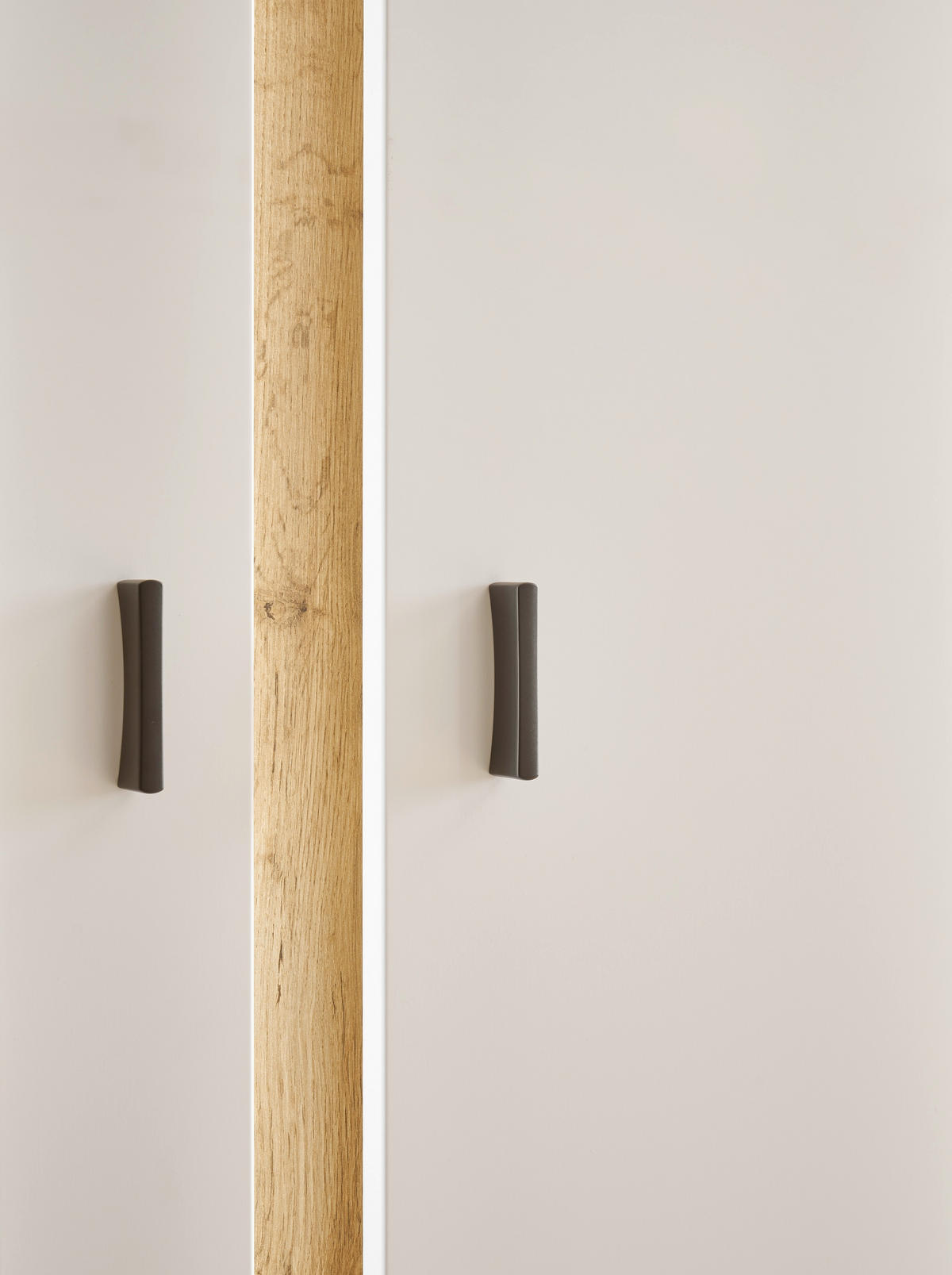 VITRINE in Eiche Wotan, Weiß  - Silberfarben/Eiche Wotan, Design, Glas/Holzwerkstoff (80/200/35cm) - MID.YOU