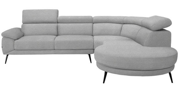 ECKSOFA in Velours Hellgrau  - Hellgrau/Schwarz, Design, Textil/Metall (299/264cm) - Novel