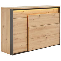 SIDEBOARD 130/90/41 cm Schwarz, Eiche Artisan  130/90/41 cm  - Schwarz/Eiche Artisan, Design, Holzwerkstoff/Kunststoff (130/90/41cm) - Hom`in