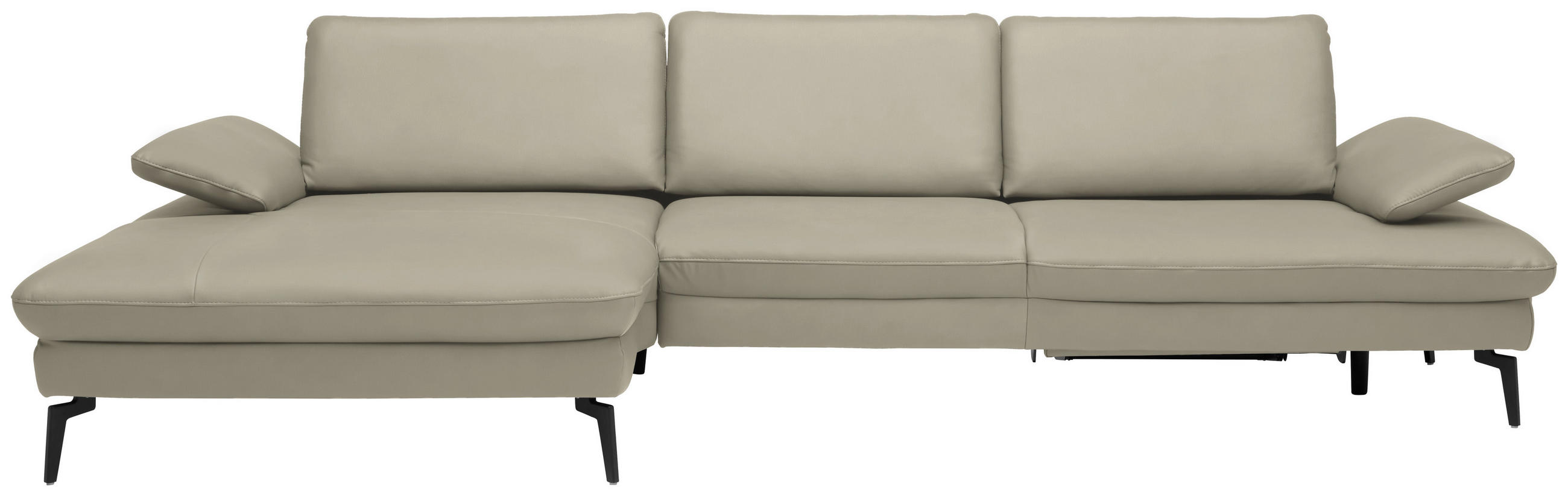 ECKSOFA in Echtleder Ecru  157/325 cm  - Ecru/Schwarz, Design, Leder/Metall (157/325cm) - Dieter Knoll