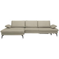 ECKSOFA in Echtleder Ecru  157/325 cm  - Ecru/Schwarz, Design, Leder/Metall (157/325cm) - Dieter Knoll
